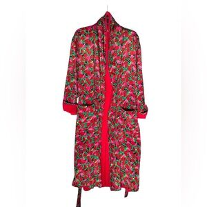 VTG Victorias Secret Terry Lined  Bathrobe Womens One Size Floral Gold Label